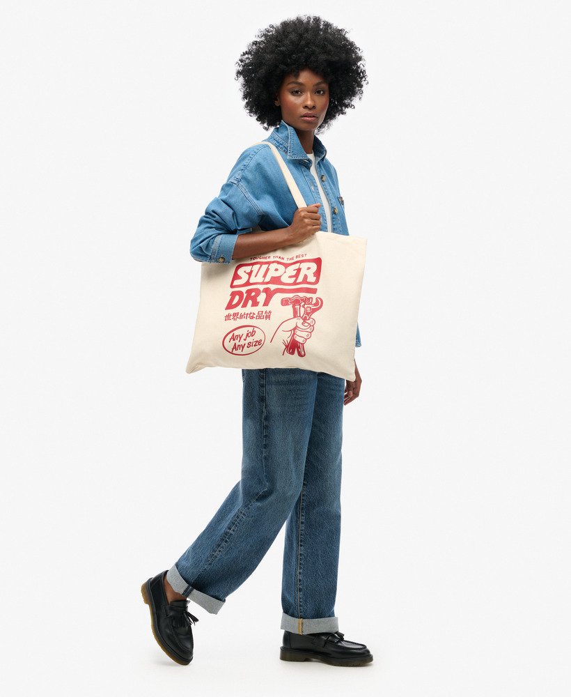 torba superdry w kolorze naturalnego brązuczerwieni uniwersyteckiej