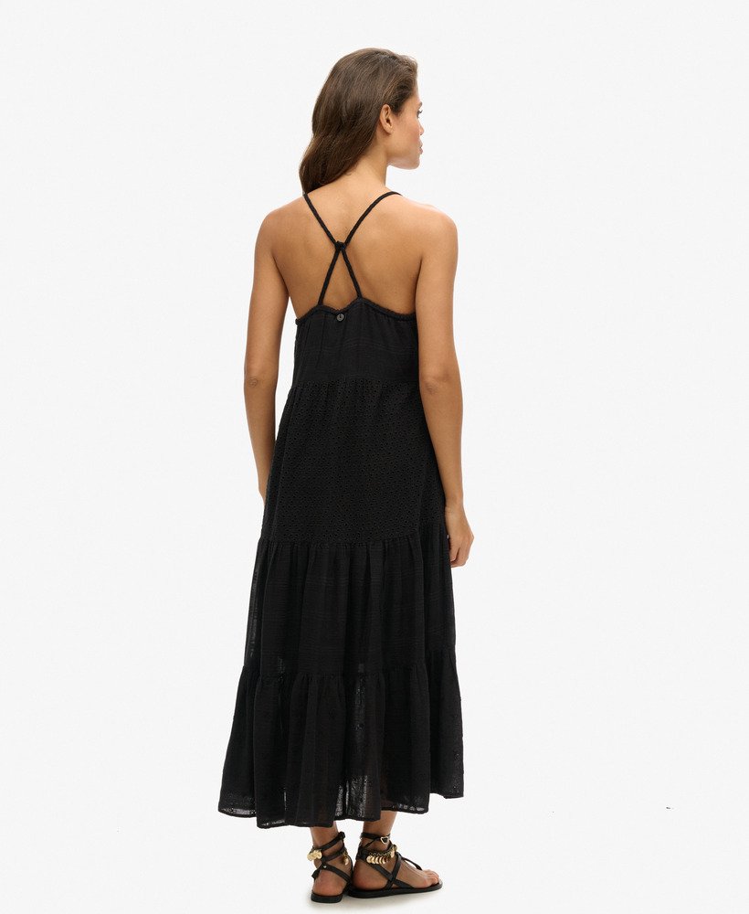 sukienka maxi z koronką w stylu vintage w kolorze czarnym
