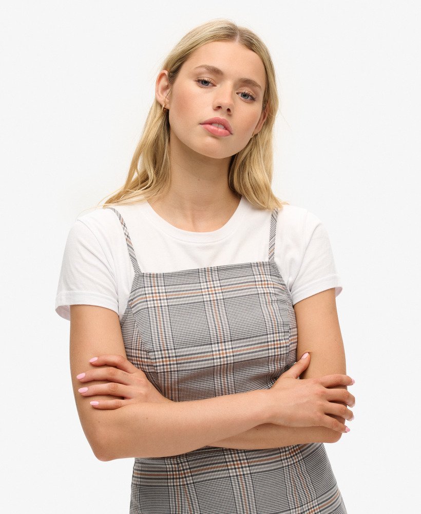 sukienka mini na ramiączkach w kratkę w stylu vintage