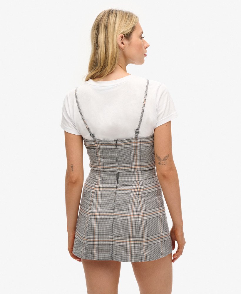 sukienka mini na ramiączkach w kratkę w stylu vintage