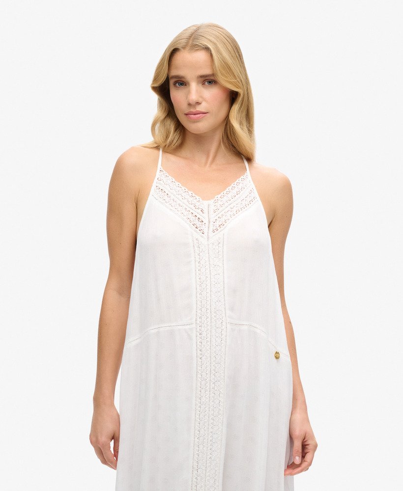 sukienka maxi z koronką w kolorze off white