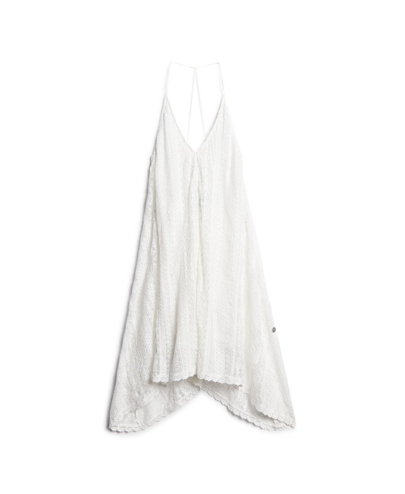 sukienka midi z koronki w kolorze off white