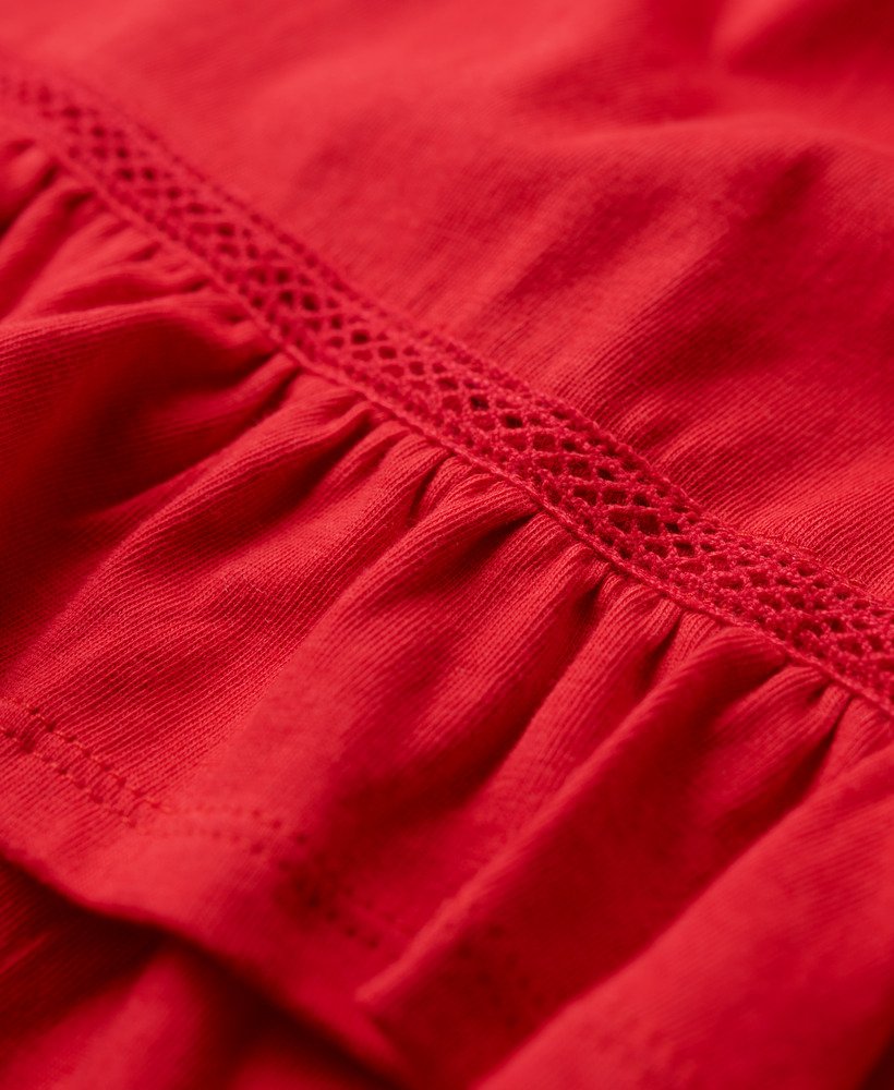 sukienka mini z koronką typu bandeau z lat 50. w kolorze risk red