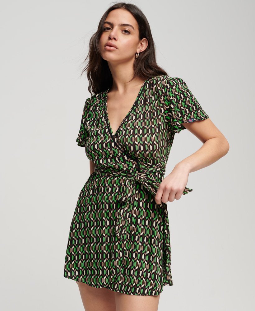 sukienka mini vintage w kolorze arrow geo green