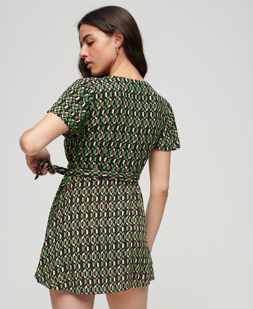 sukienka mini vintage w kolorze arrow geo green