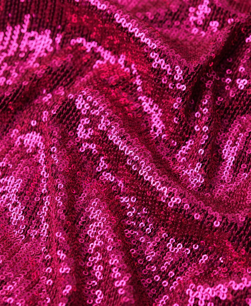 sukienka midi z cekinami i dekoltem halter w kolorze magenta-rÓŻowym z cekinami