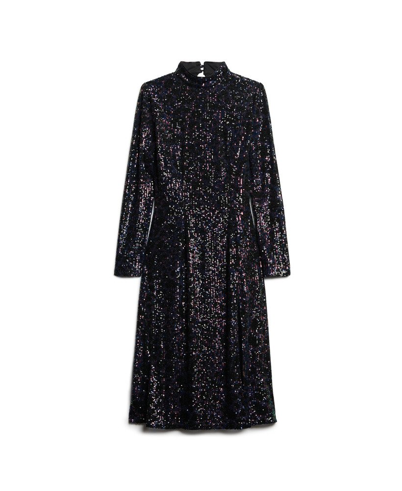 sukienka midi z odkrytymi plecami i cekinami w kolorze midnight multi sequin
