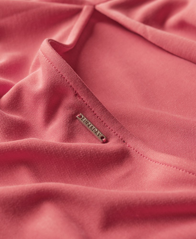 sukienka midi z jerseyu z skręconymi plecami w kolorze desert rose pink
