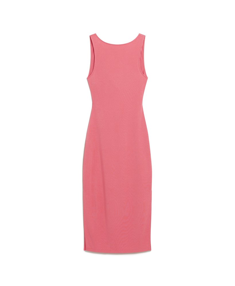 sukienka midi z jerseyu z skręconymi plecami w kolorze desert rose pink