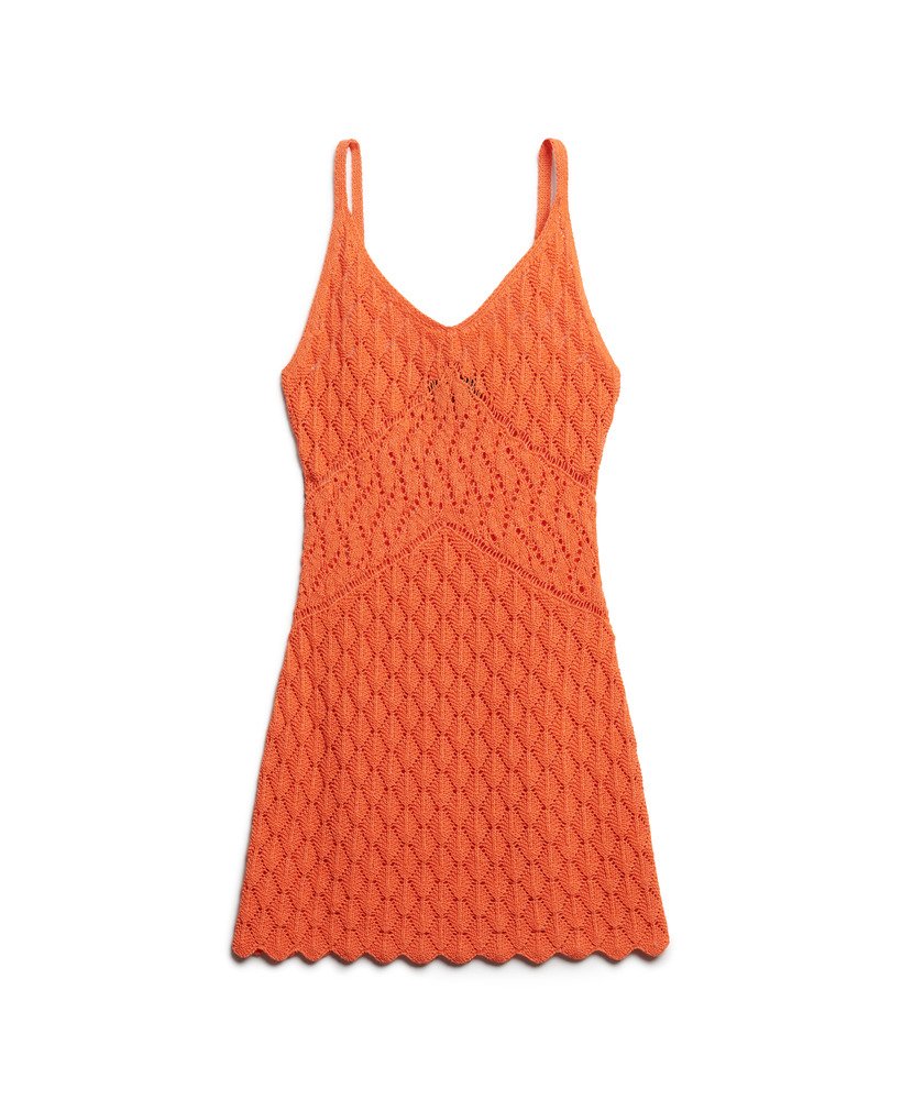 szydełkowa sukienka mini na ramiączkach w kolorze hot coral