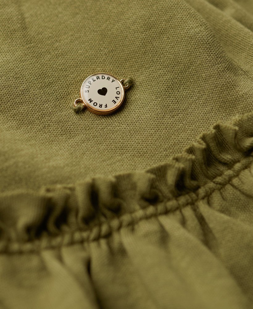 sukienka mini z jerseyu z warstwowym dekoltem na ramiączkach w kolorze oliwkowo-khaki