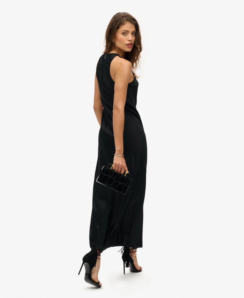 sukienka midi satin racer w kolorze czarnym