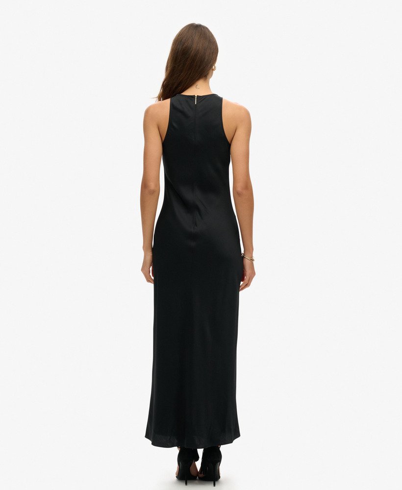 sukienka midi satin racer w kolorze czarnym