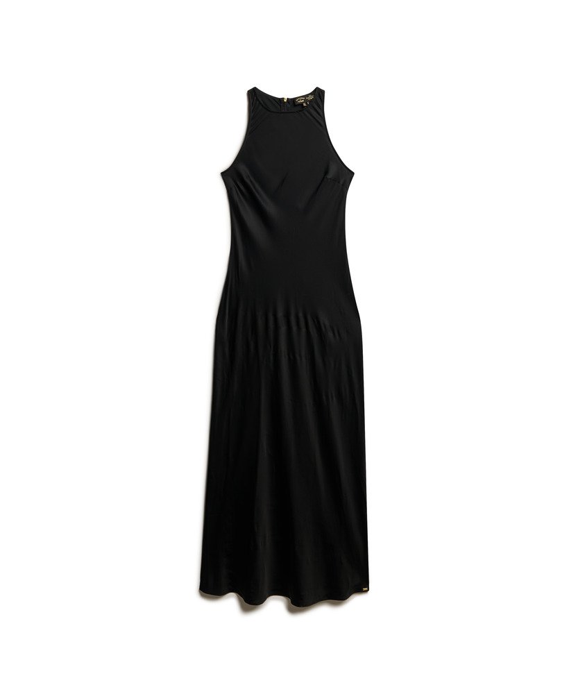 sukienka midi satin racer w kolorze czarnym