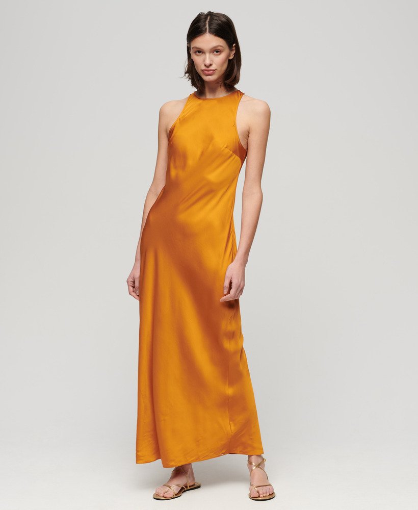 sukienka midi satin racer w kolorze ochry heritage yellow
