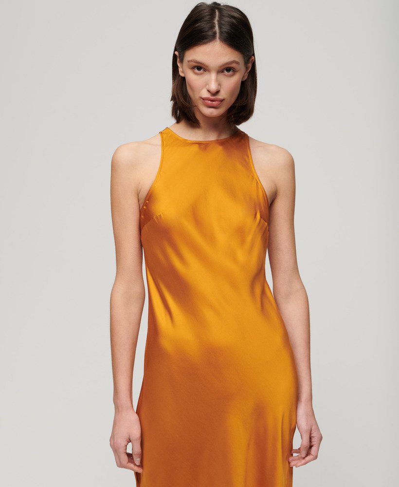 sukienka midi satin racer w kolorze ochry heritage yellow