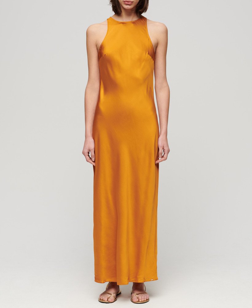 sukienka midi satin racer w kolorze ochry heritage yellow