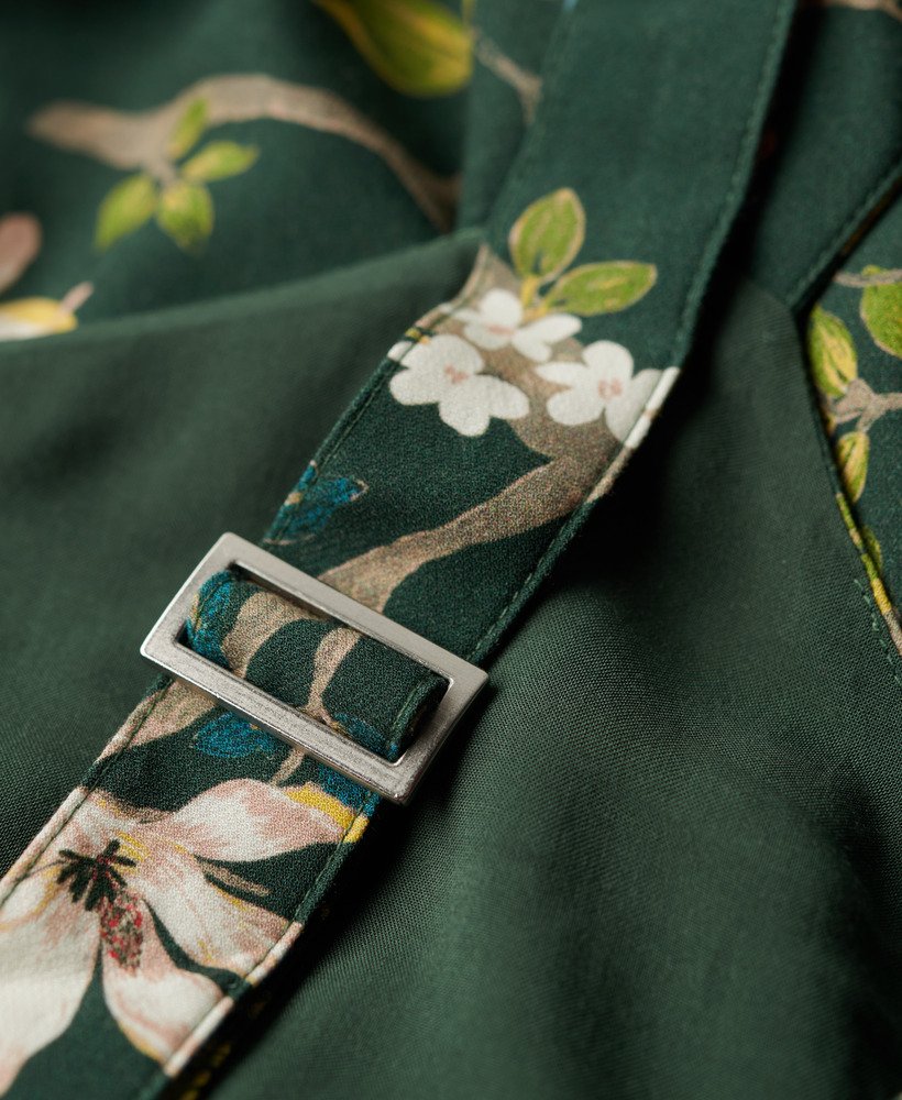 sukienka maxi z tkaniny warstwowej w kolorze zielonym blossom birds