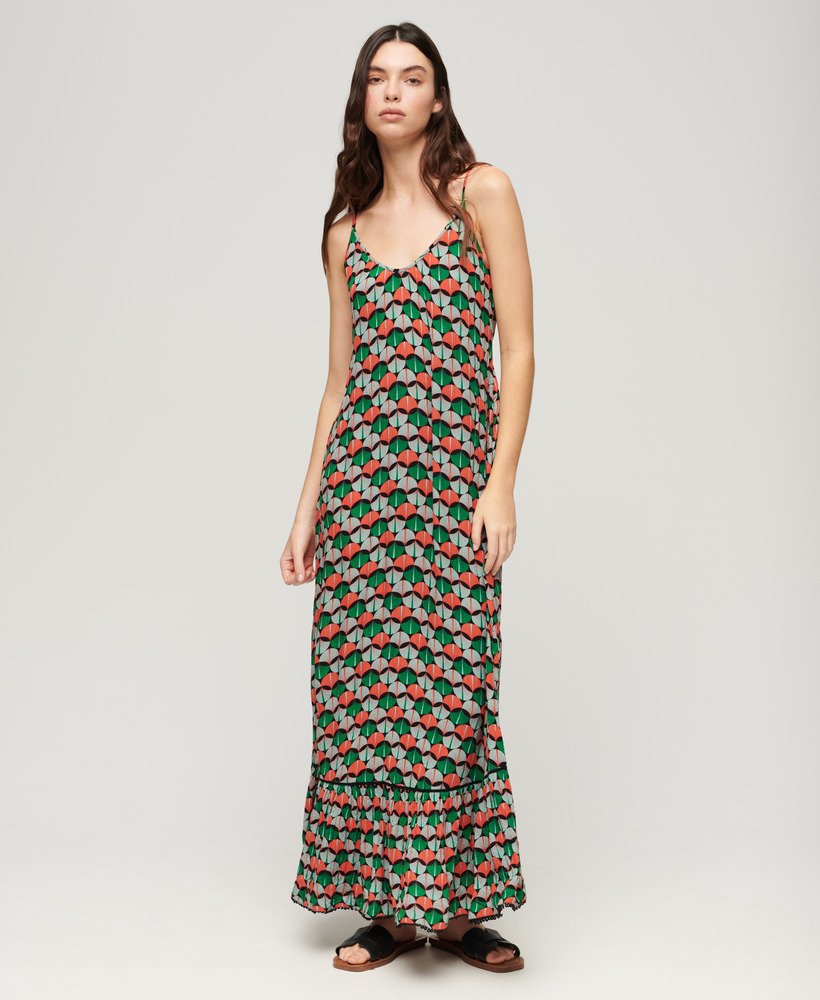 sukienka maxi beach cami w kolorze pomarańczowym geo