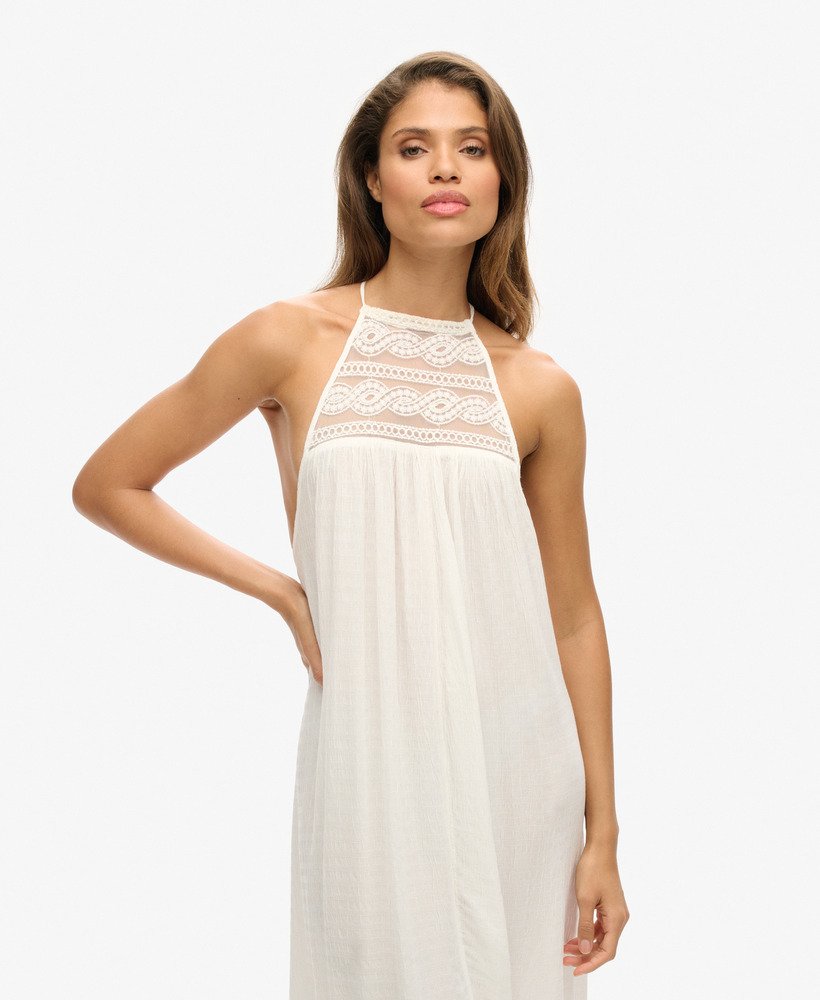 sukienka midi ibiza halter w kolorze off white