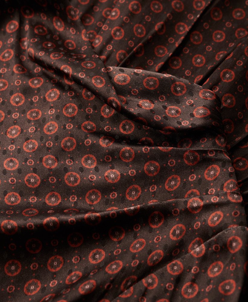 sukienka mini z żakardowym dekoltem typu cowl neck w kolorze geo tile orange