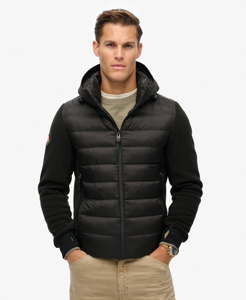 kurtka typu bomber z kapturem storm fleece w kolorze czarnym