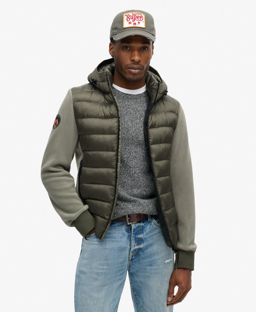 kurtka typu bomber z kapturem storm fleece w kolorze oliwkowo-zielonym
