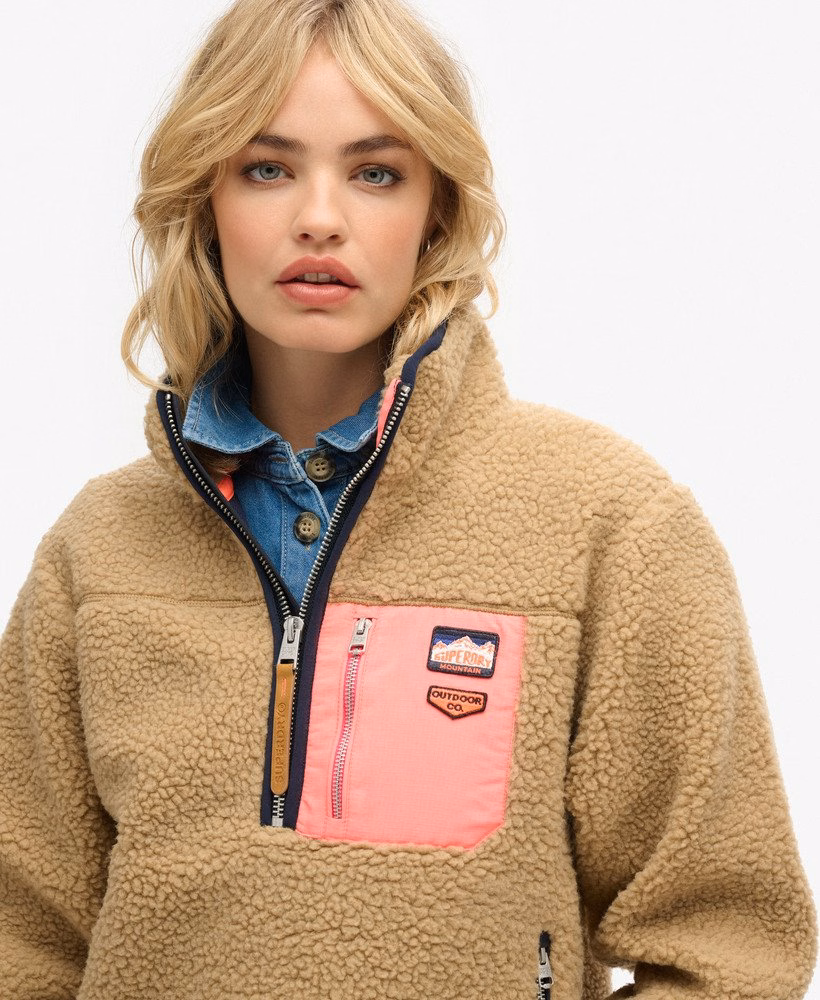 Klasyczny sweter z polaru w stylu retro z półzamkiem
