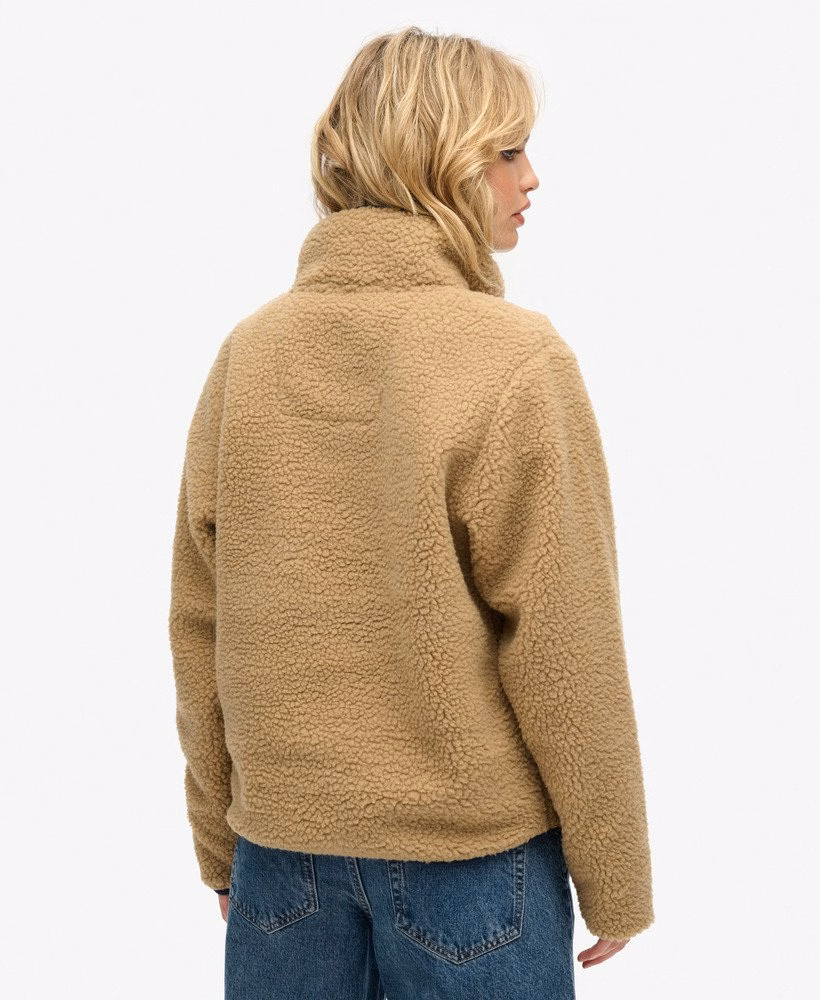 Klasyczny sweter z polaru w stylu retro z półzamkiem