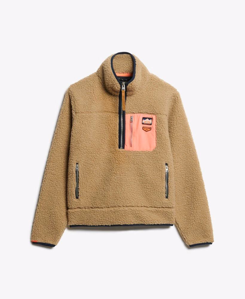 Klasyczny sweter z polaru w stylu retro z półzamkiem