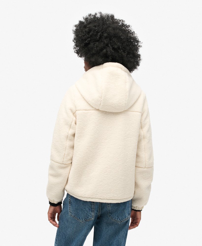 kurtka borg trekker z kapturem w kolorze off white