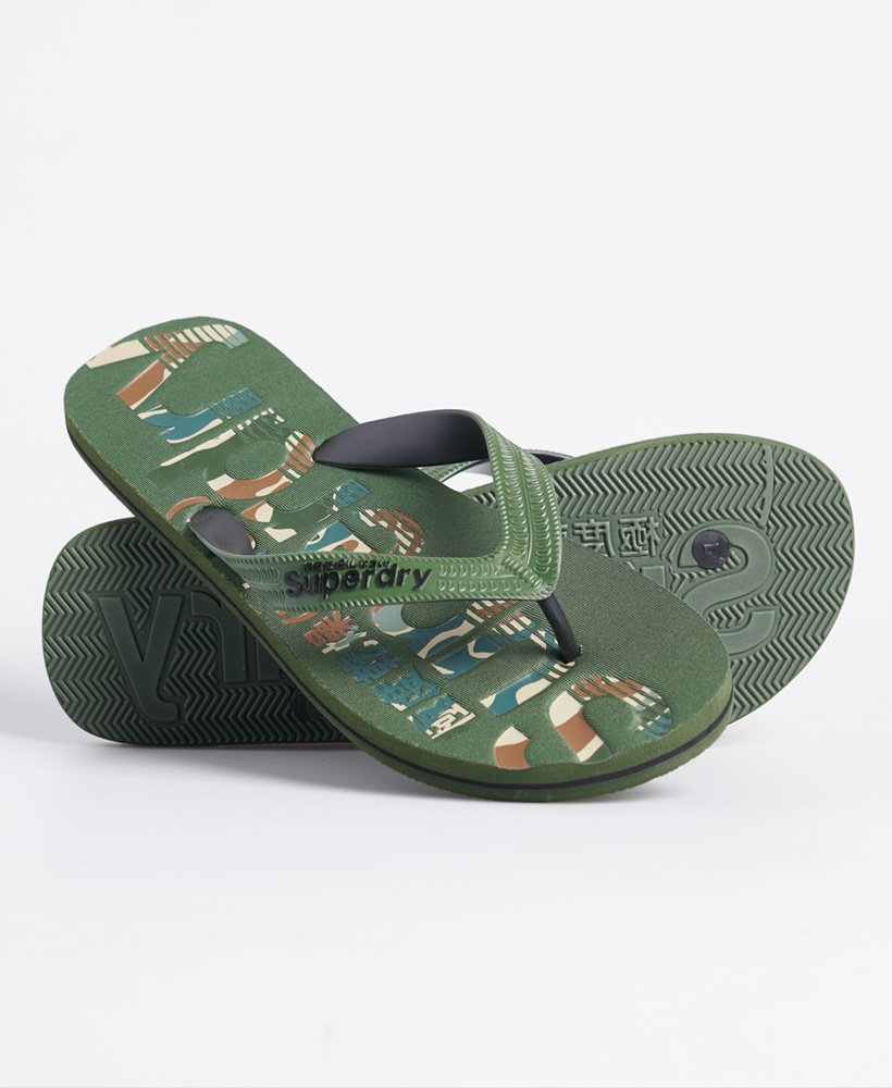 japonki z logo camo w kolorze oliwkowo-czarnym