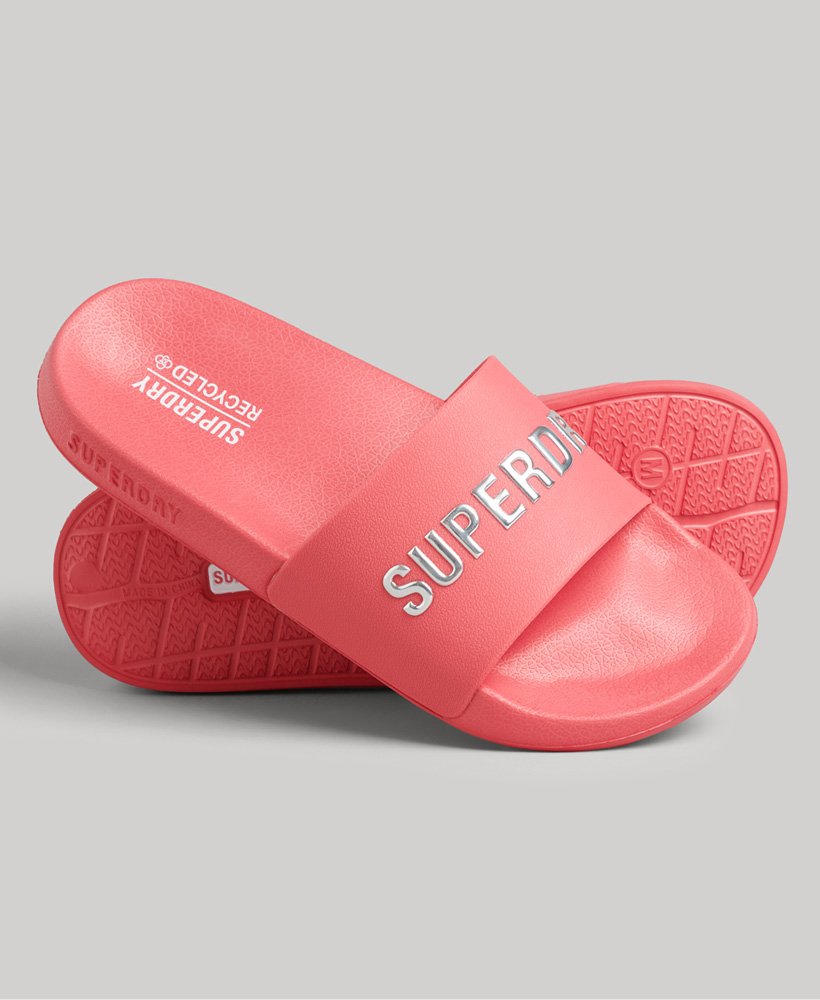 suwaki basenowe z logo code w kolorze active pink
