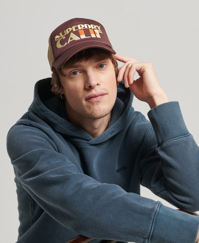 czapka vintage trucker w kolorze brązowym z cykorią i kawą