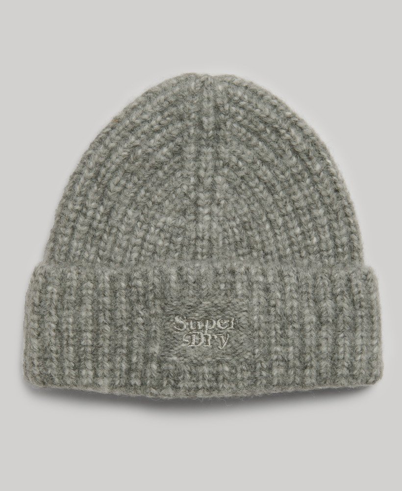 czapka beanie z dzianiny ściągaczowej w kolorze szary melanŻ