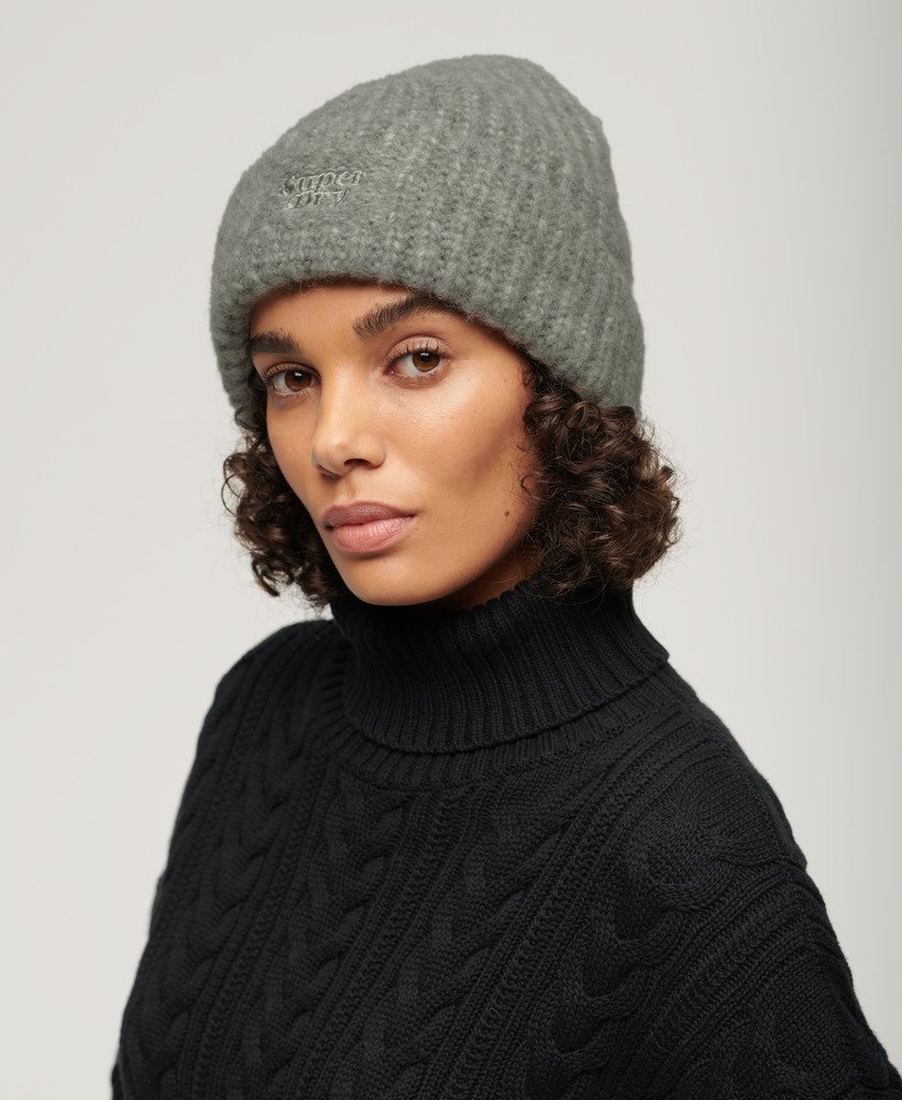 czapka beanie z dzianiny ściągaczowej w kolorze szary melanŻ