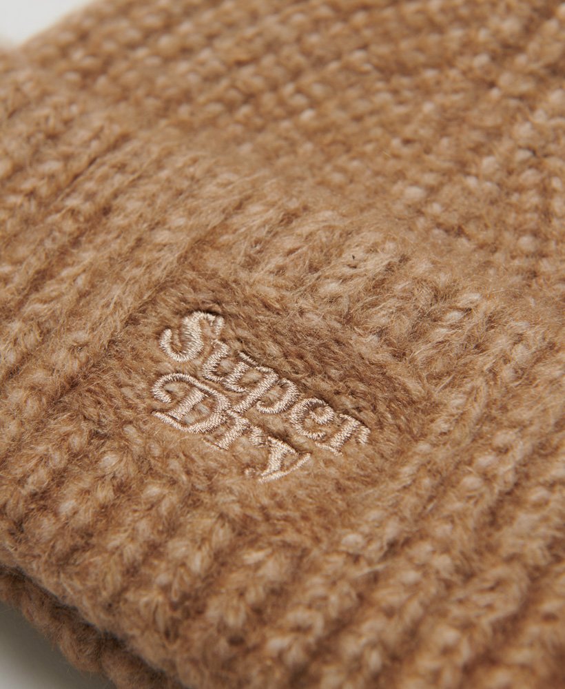 czapka beanie z dzianiny ściągaczowej w kolorze prażonego kokosa