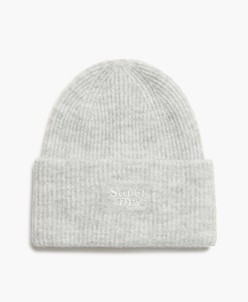 miękka czapka beanie z dzianiny ściągaczowej w kolorze kredowo-szarym
