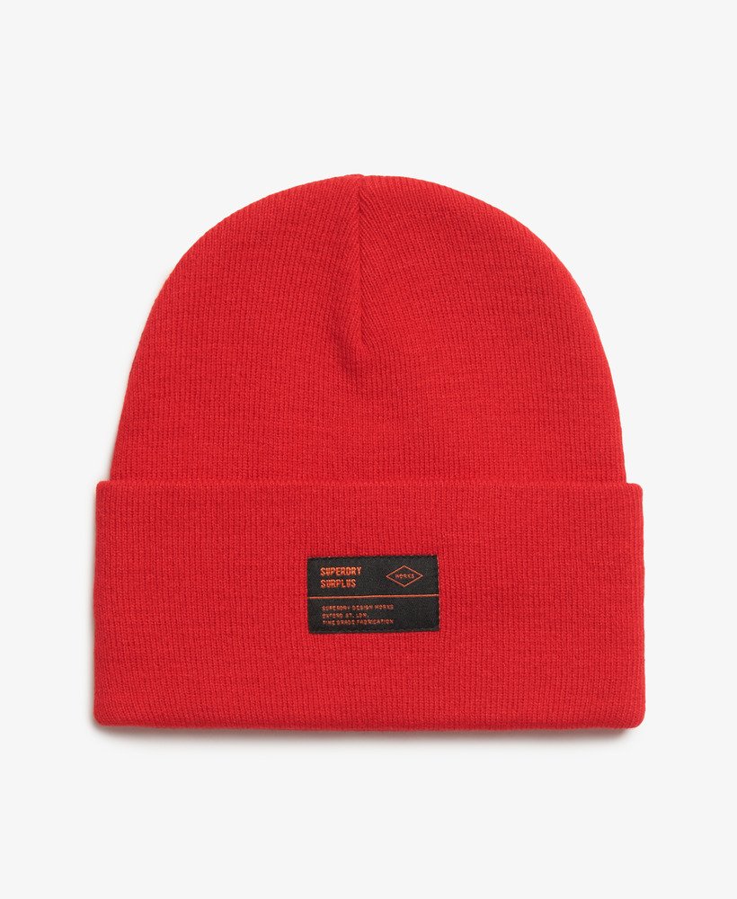 nadwyżkowa dzianinowa czapka beanie w kolorze czerwonym