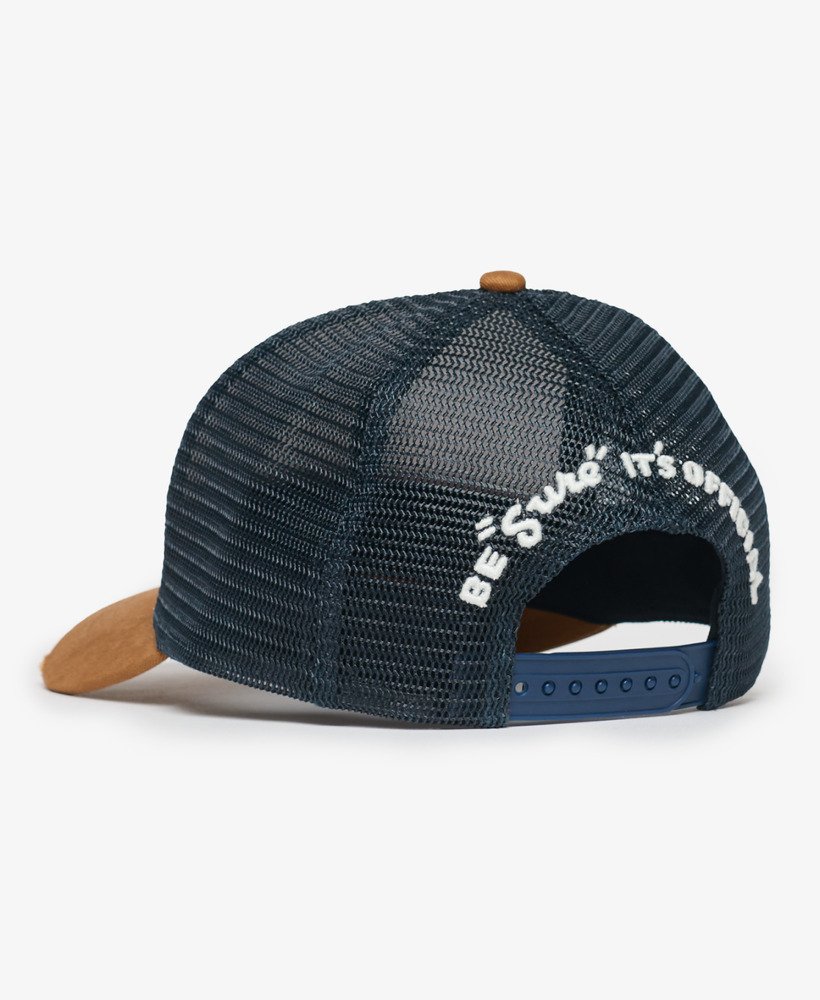 czapka typu trucker z siateczki w kolorze denim co tobacco brown