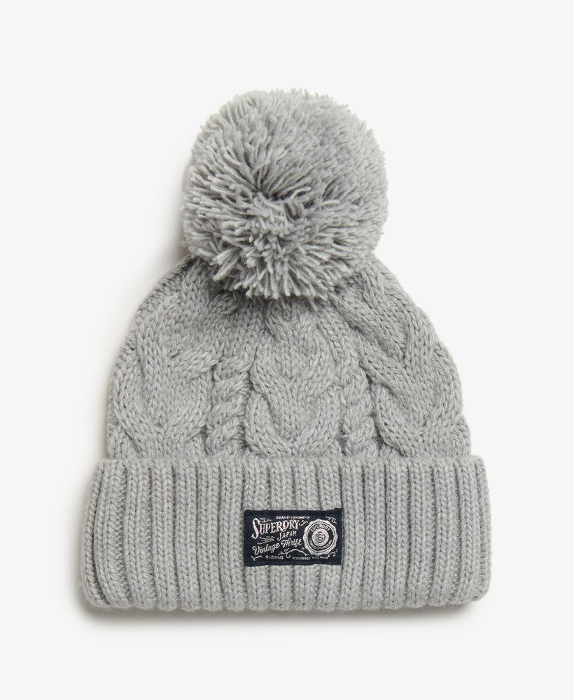 gruba czapka beanie z kablem w kolorze gołębiej szarości