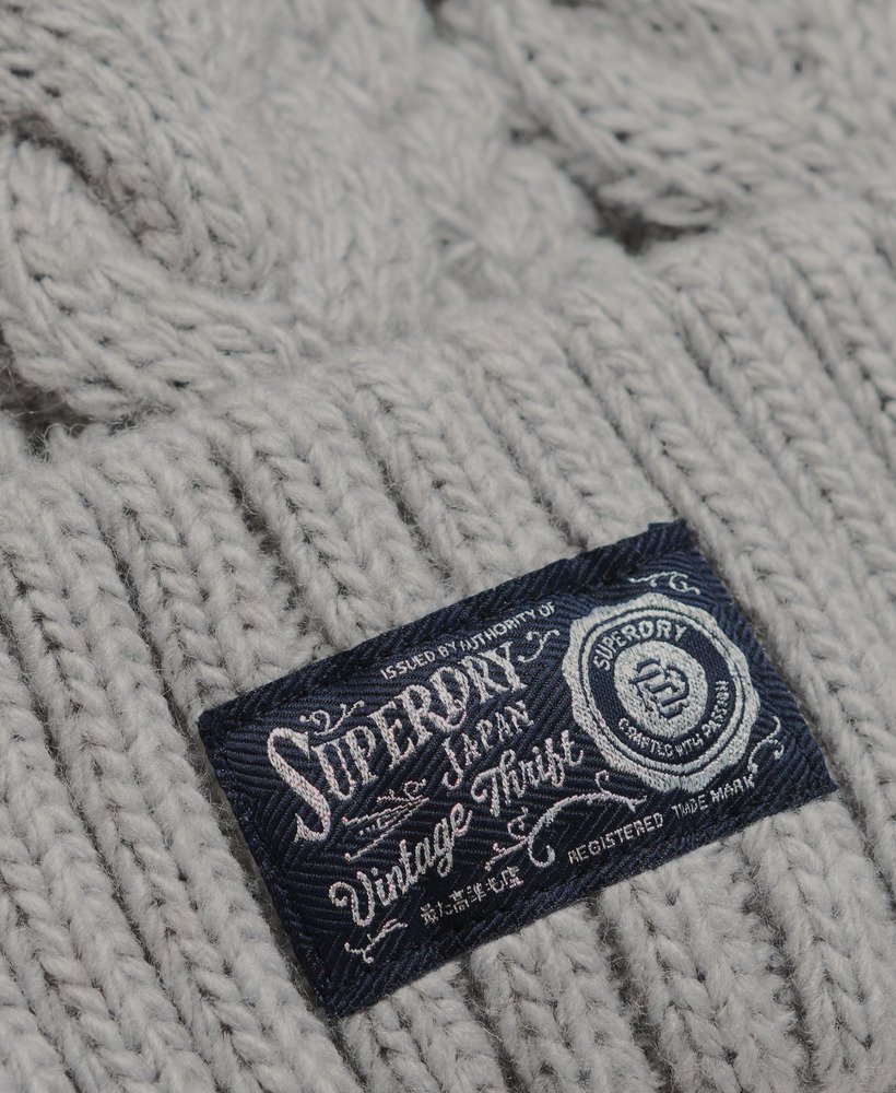 gruba czapka beanie z kablem w kolorze gołębiej szarości