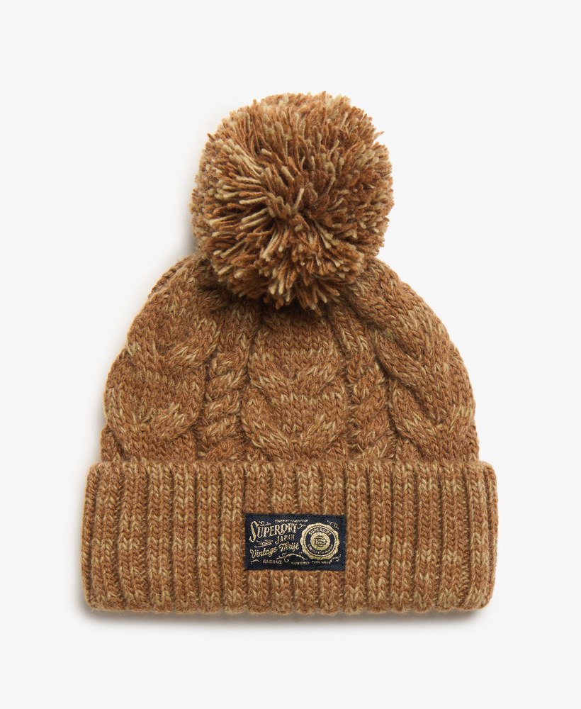 gruba czapka beanie z kablem w kolorze island toffee twist