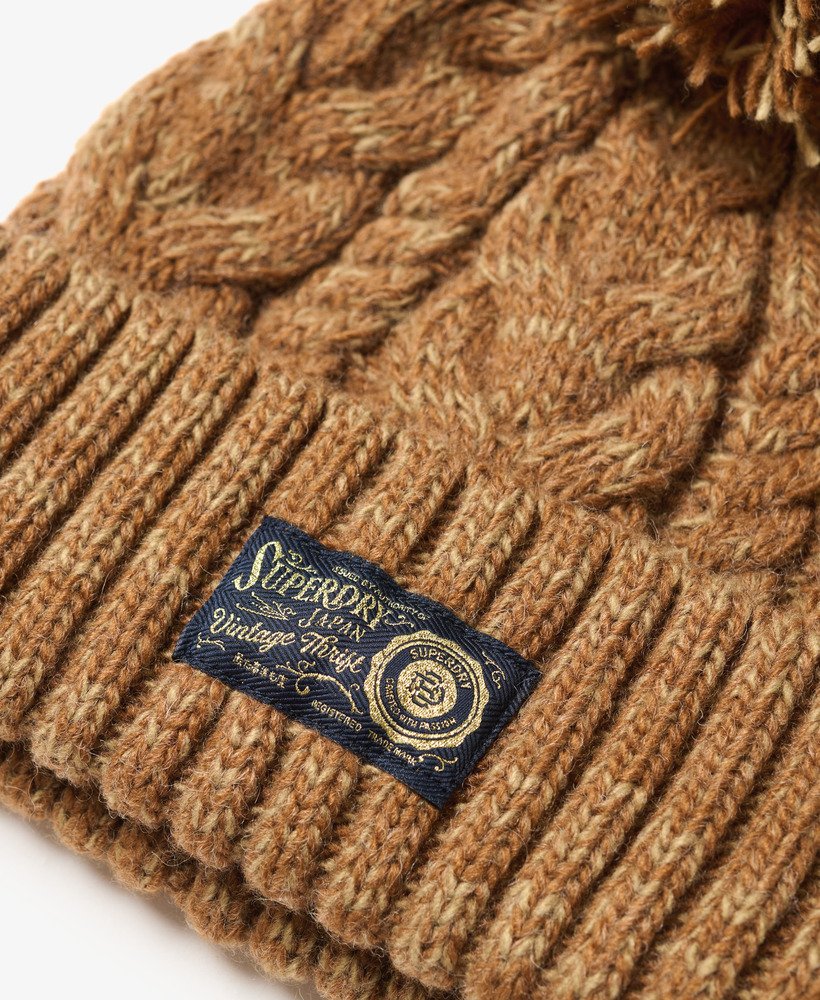 gruba czapka beanie z kablem w kolorze island toffee twist