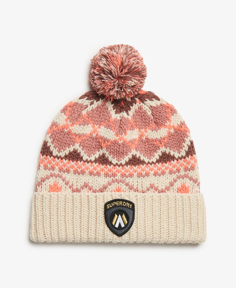 dzianinowa czapka beanie apres ski w kolorze nutmeg spice fairisle