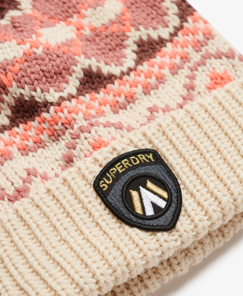 dzianinowa czapka beanie apres ski w kolorze nutmeg spice fairisle