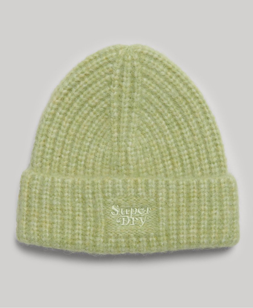 czapka beanie z dzianiny ściągaczowej w kolorze łagodna zieleń