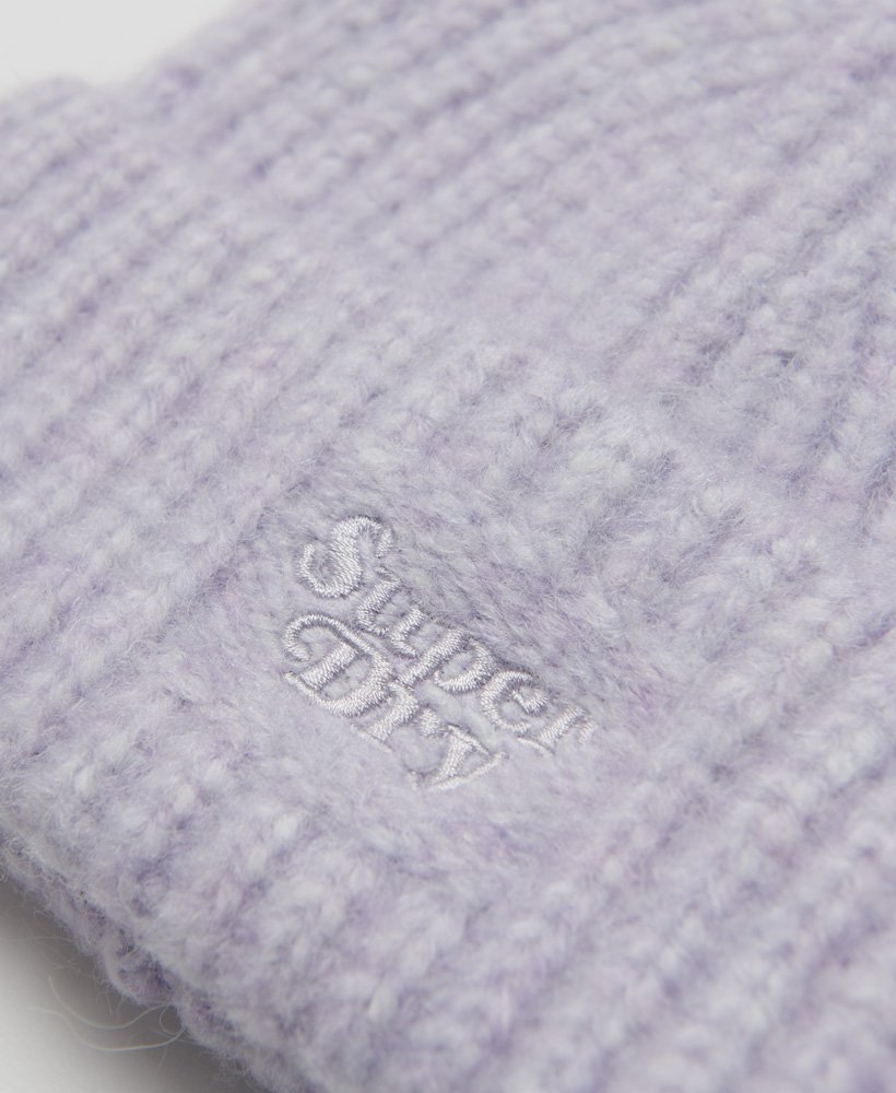 czapka beanie z dzianiny ściągaczowej w kolorze fioletowym heather