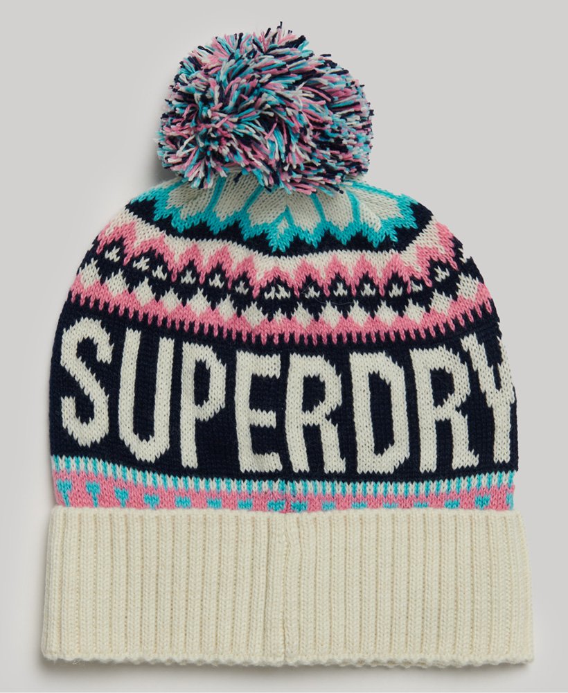 czapka beanie fairisle w kolorze ecru