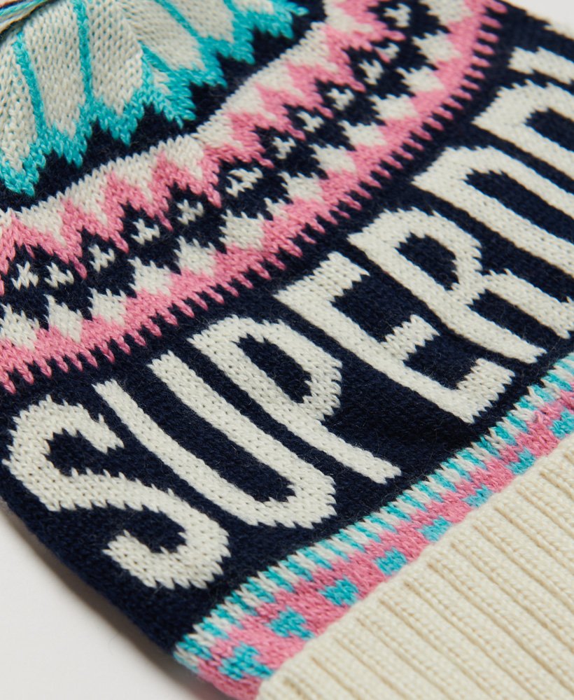 czapka beanie fairisle w kolorze ecru